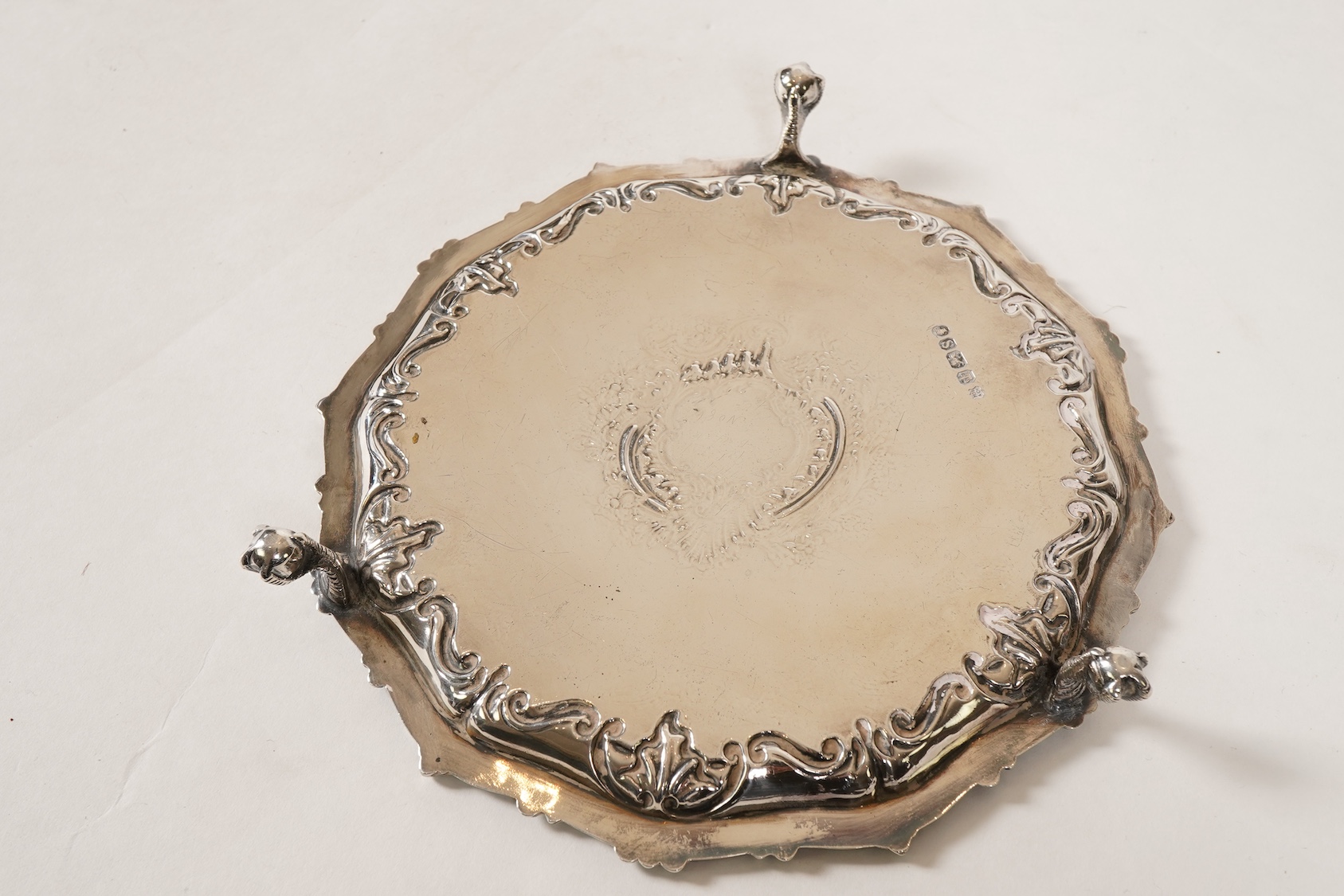 A Victorian silver waiter, by Martin, Hall & Co